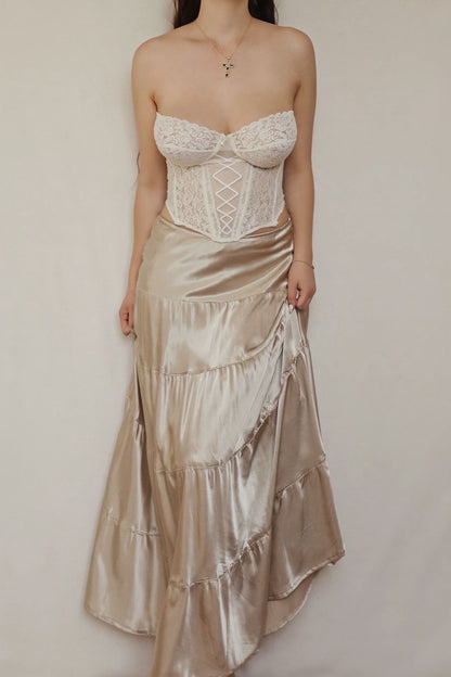 Vintage Champagne Gold Maxi Skirt