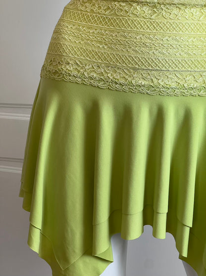 Luxurious Designer Lime Green Mini Skirt