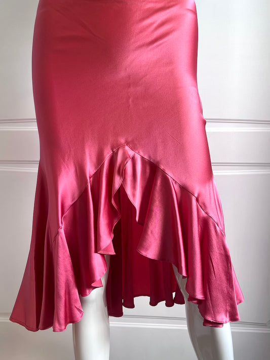 Luxurious Designer Rose Pink Satin Slip Skirt