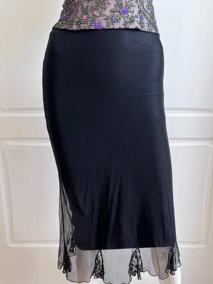Luxurious Designer Floral Bustier & Slip Skirt Ensemble