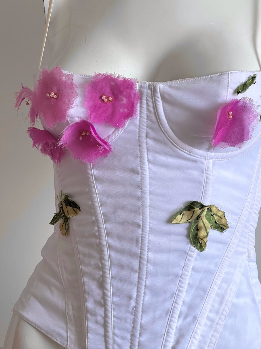 Luxurious Designer White Floral Corset