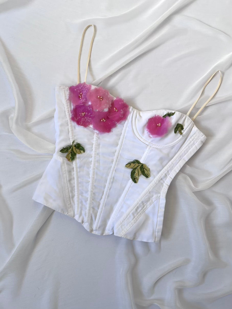 Luxurious Designer White Floral Corset