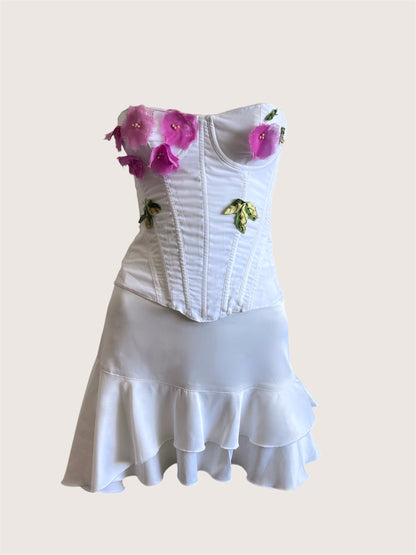 Luxurious Designer White Floral Corset