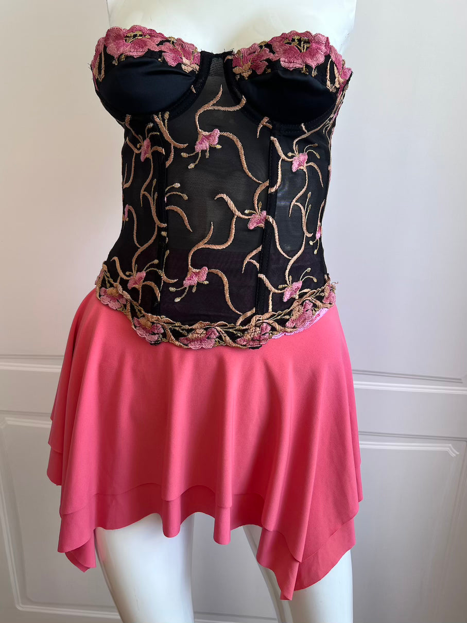 Luxurious Designer Rose Pink Mini Skirt