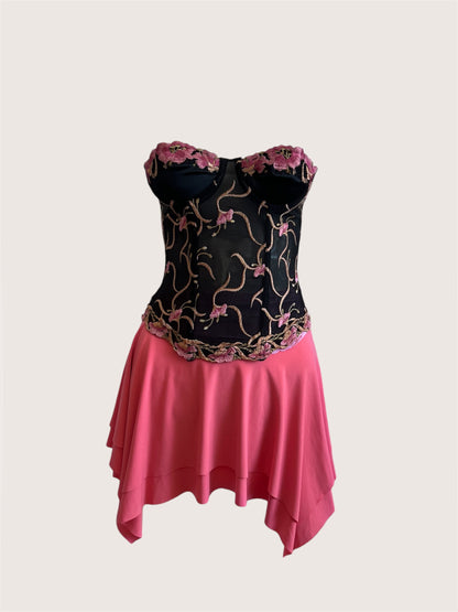 Luxurious Designer Rose Pink Mini Skirt