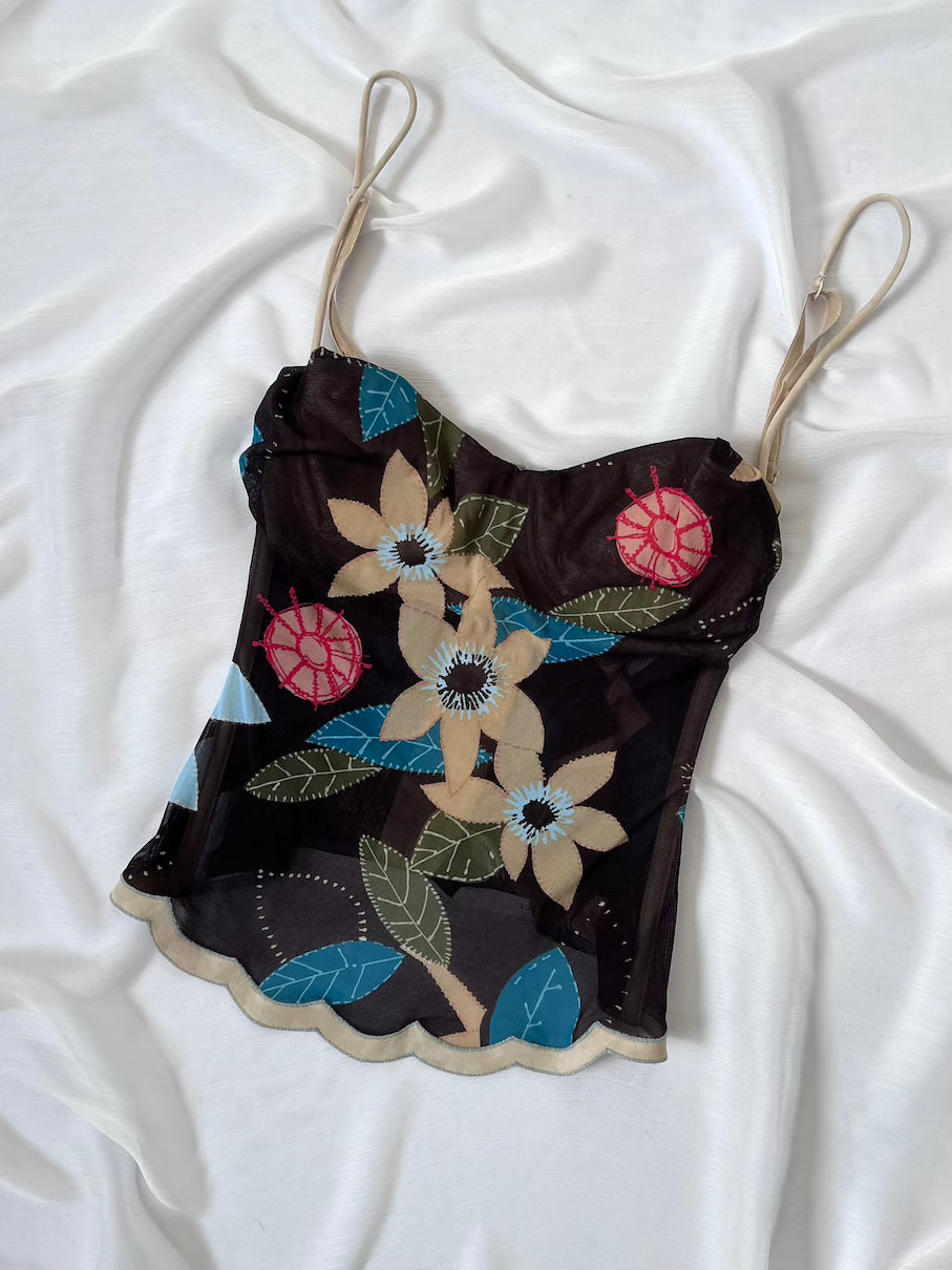 Malizia by La Perla Black Floral Bustier