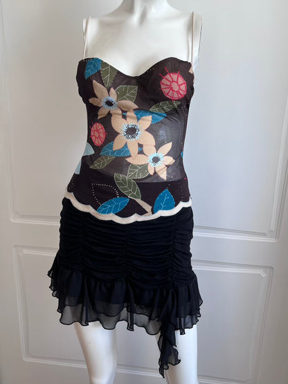 Malizia by La Perla Black Floral Bustier