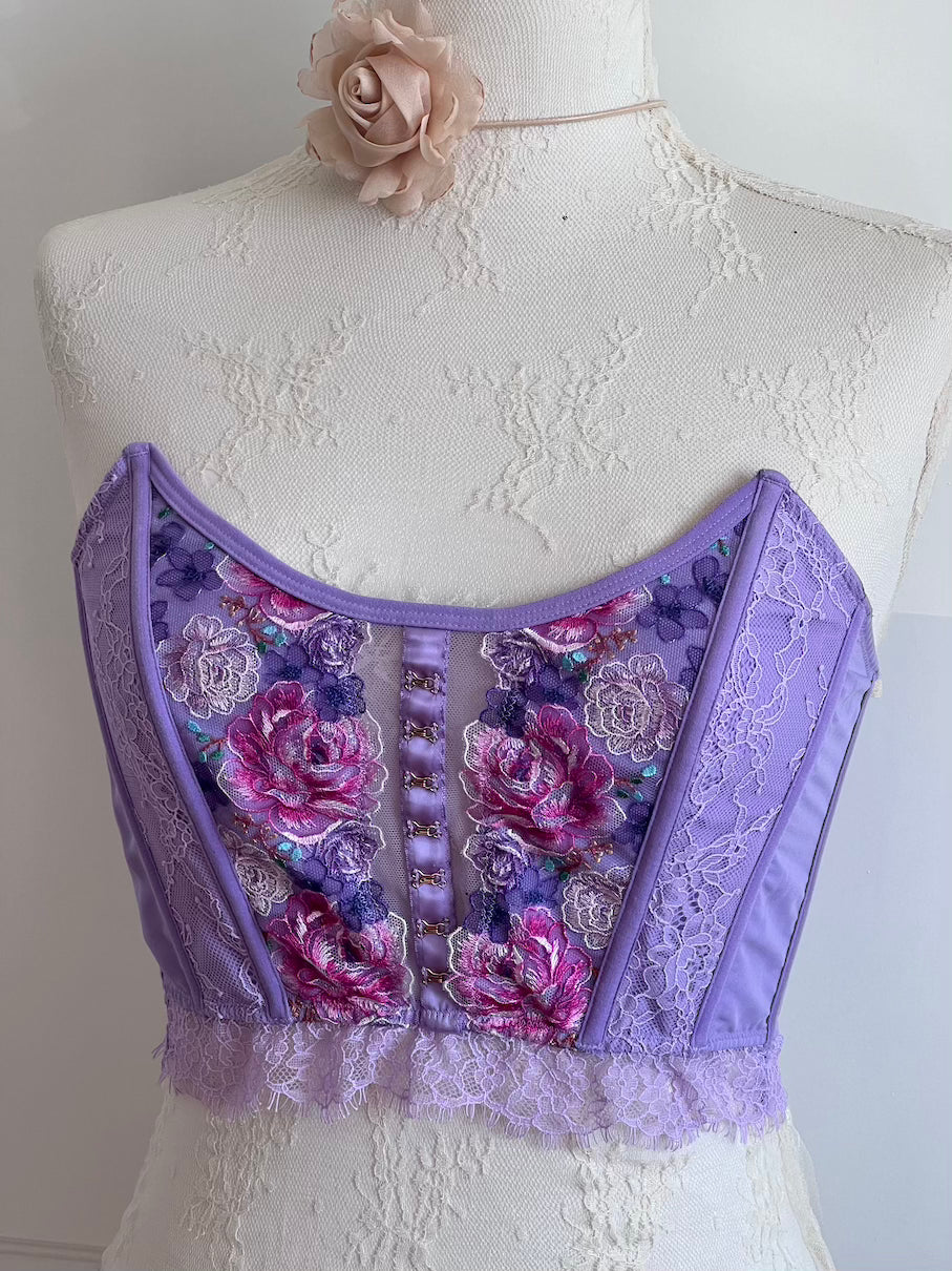 VS Lavender Floral Boned Corset Top