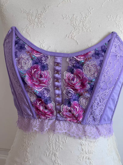 VS Lavender Floral Boned Corset Top