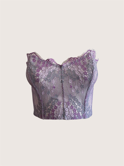VS Lilac Lace Floral Boned Corset Top
