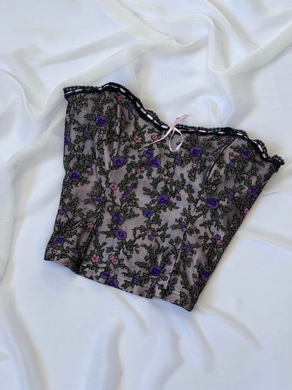 Luxurious Designer Floral Bustier & Slip Skirt Ensemble