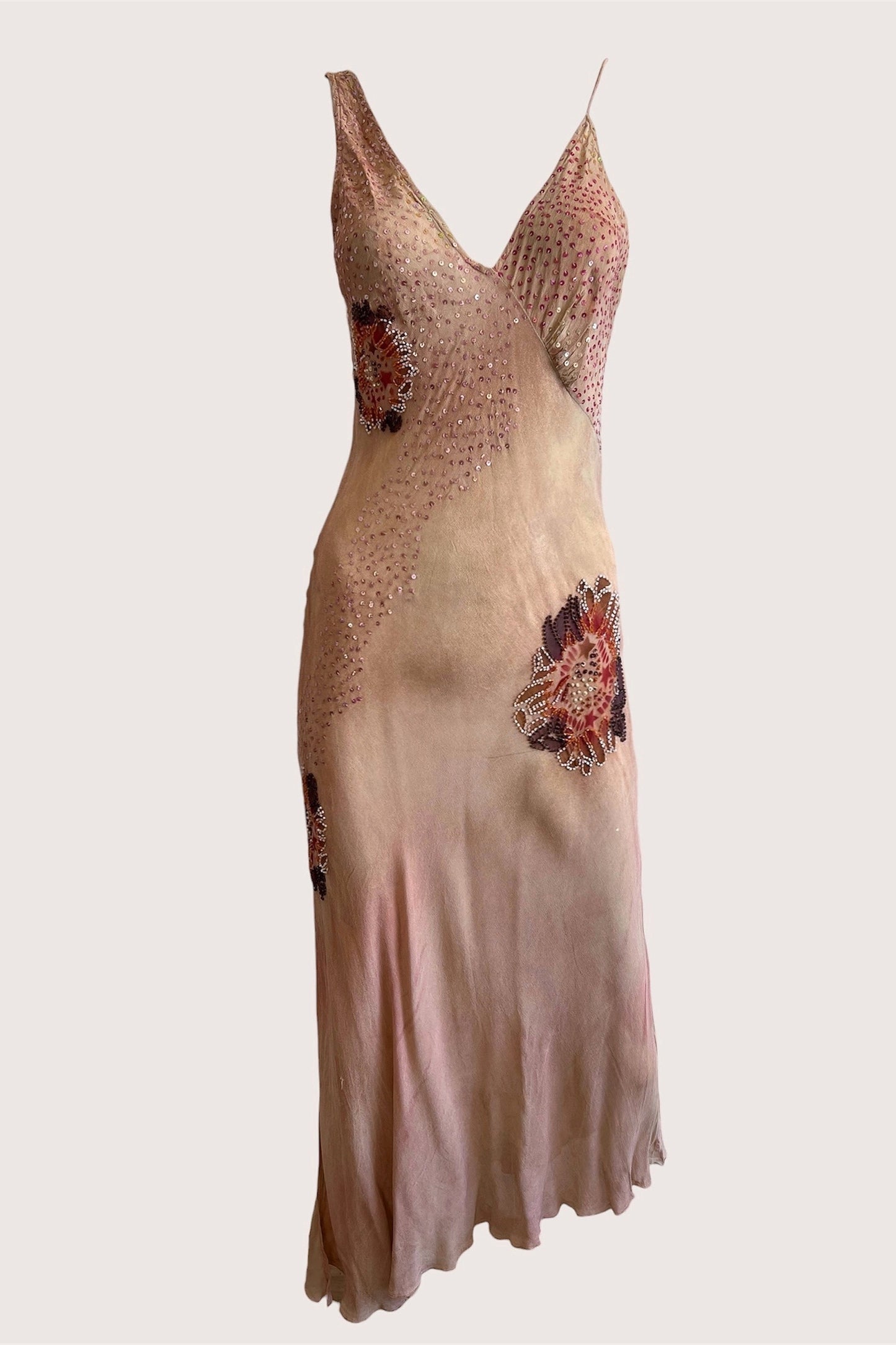 Vintage Luxurious Beaded Naked Slip Dress