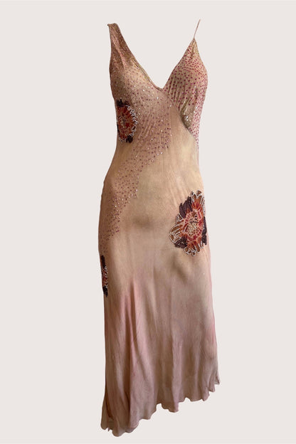 Vintage Luxurious Beaded Naked Slip Dress