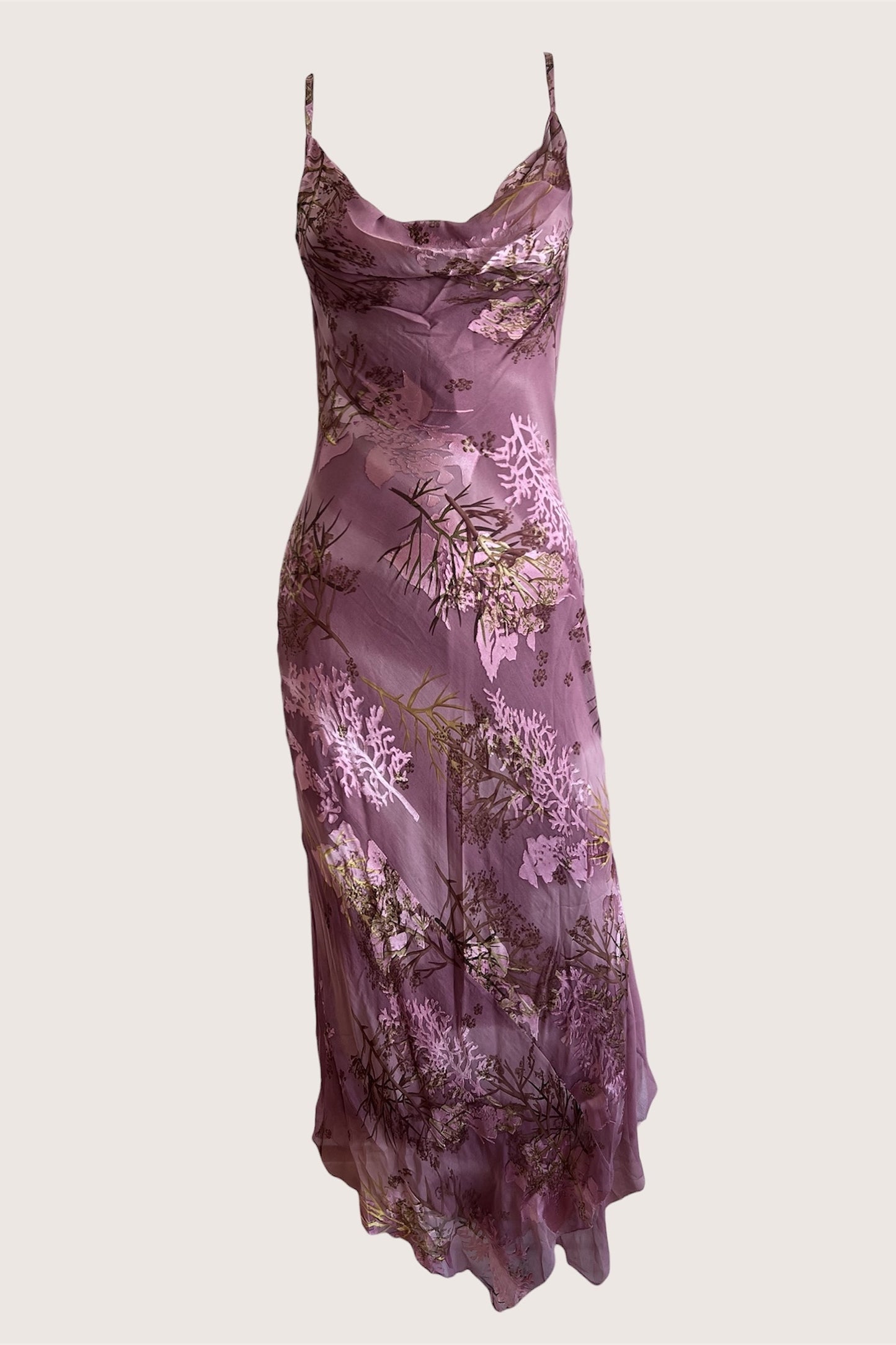 100% Silk Blush Pink Floral Slip Dress (Maxi)