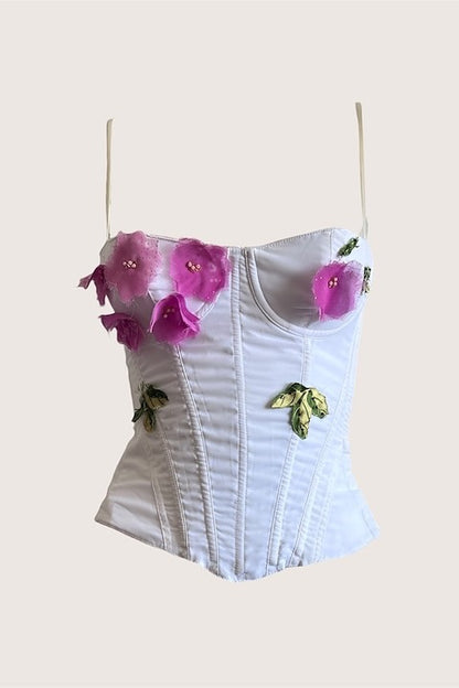 Luxurious Designer White Floral Corset