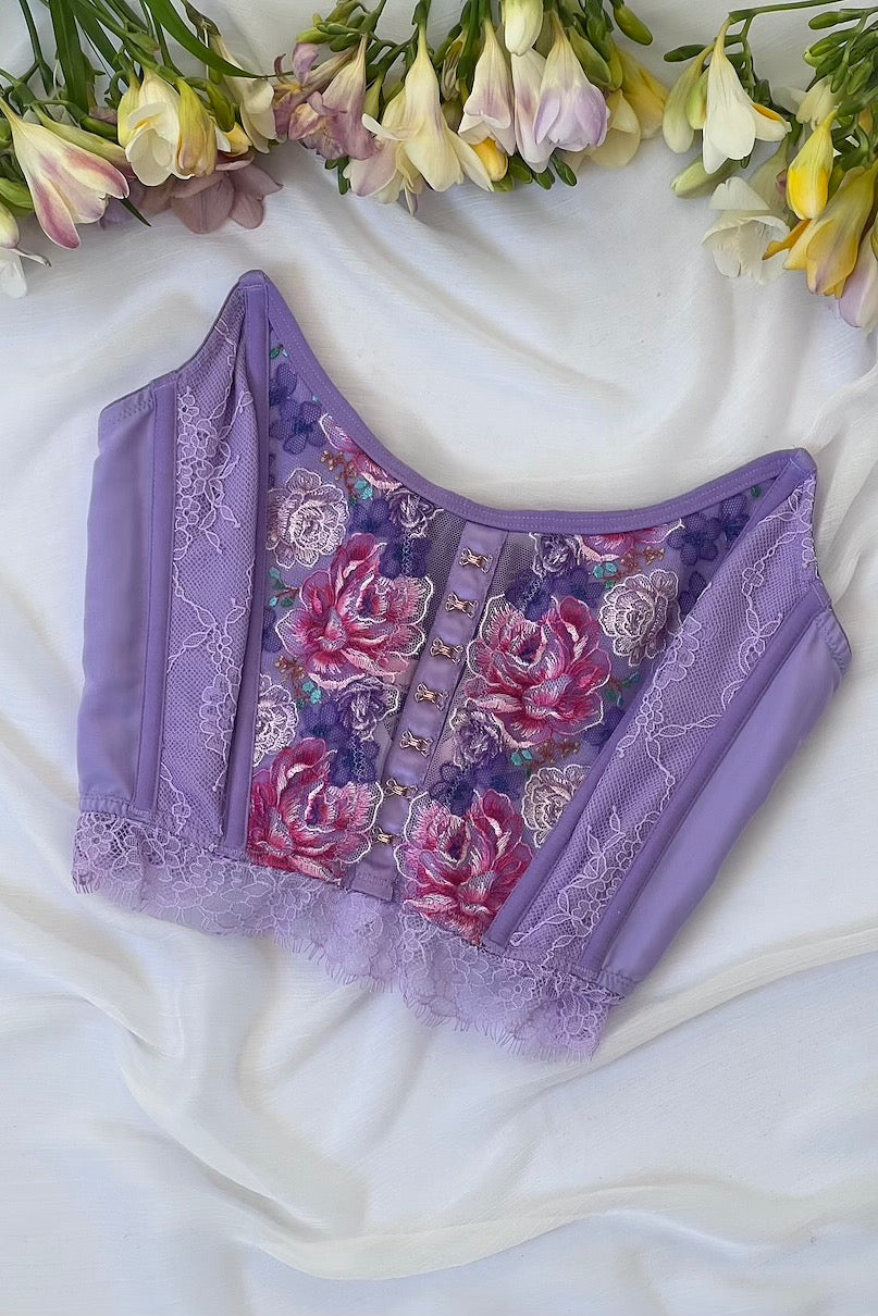 VS Lavender Floral Boned Corset Top