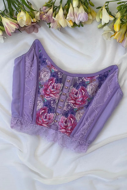 VS Lavender Floral Boned Corset Top