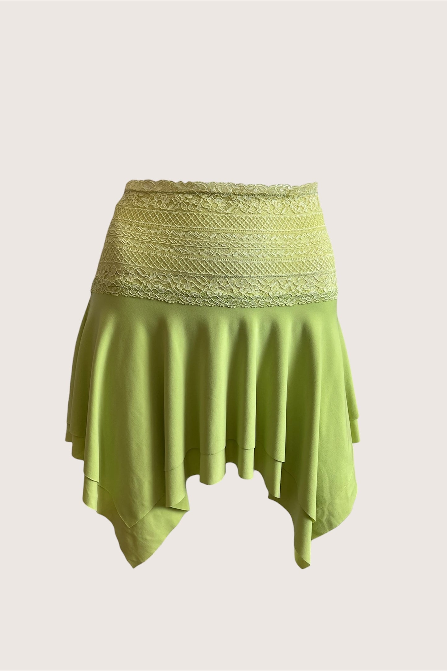 Luxurious Designer Lime Green Mini Skirt
