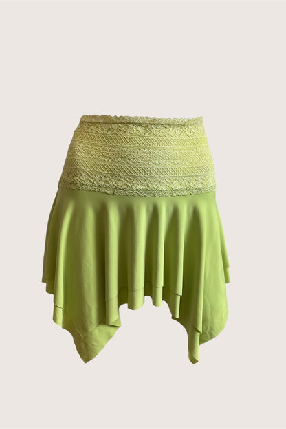 Luxurious Designer Lime Green Mini Skirt