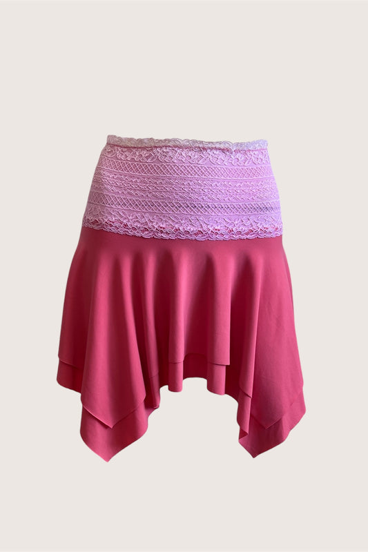 Luxurious Designer Rose Pink Mini Skirt