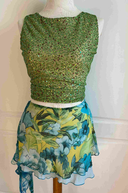 Vintage Green Sequin & Embellished Top