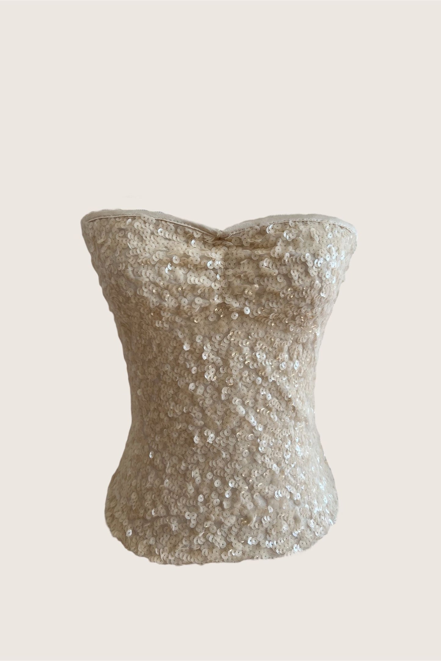 Pearl Beige Sequin Tube Top