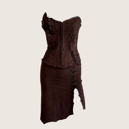 1990's Chocolate Brown Suedette Skirt