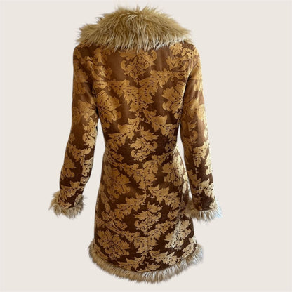 Vintage Caramel Brown Faux Fur Penny Lane Coat