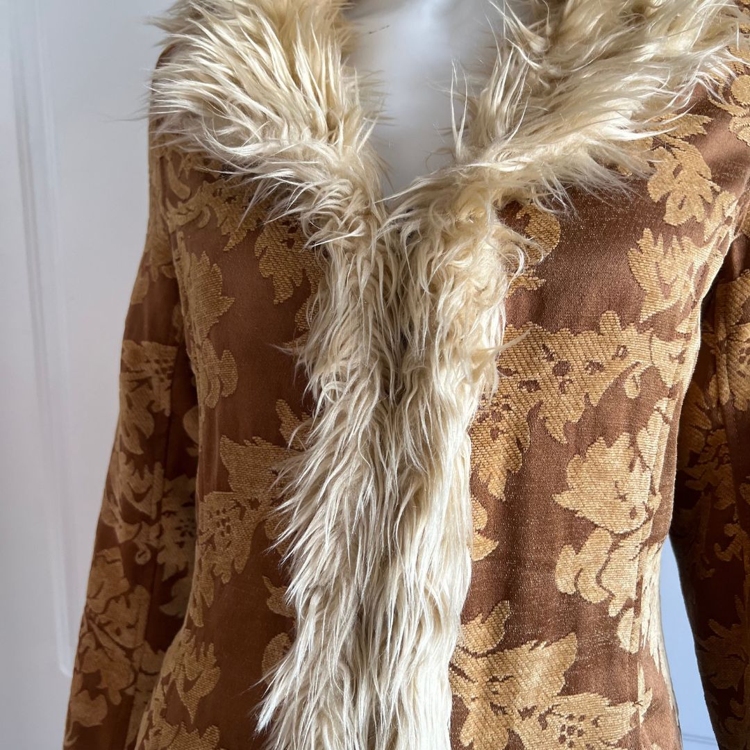 Vintage Caramel Brown Faux Fur Penny Lane Coat