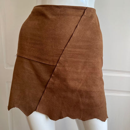 1990's Brown Patchwork Mini Skirt