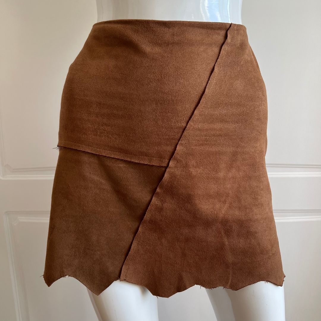 1990's Brown Patchwork Mini Skirt