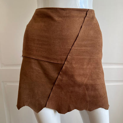 1990's Brown Patchwork Mini Skirt
