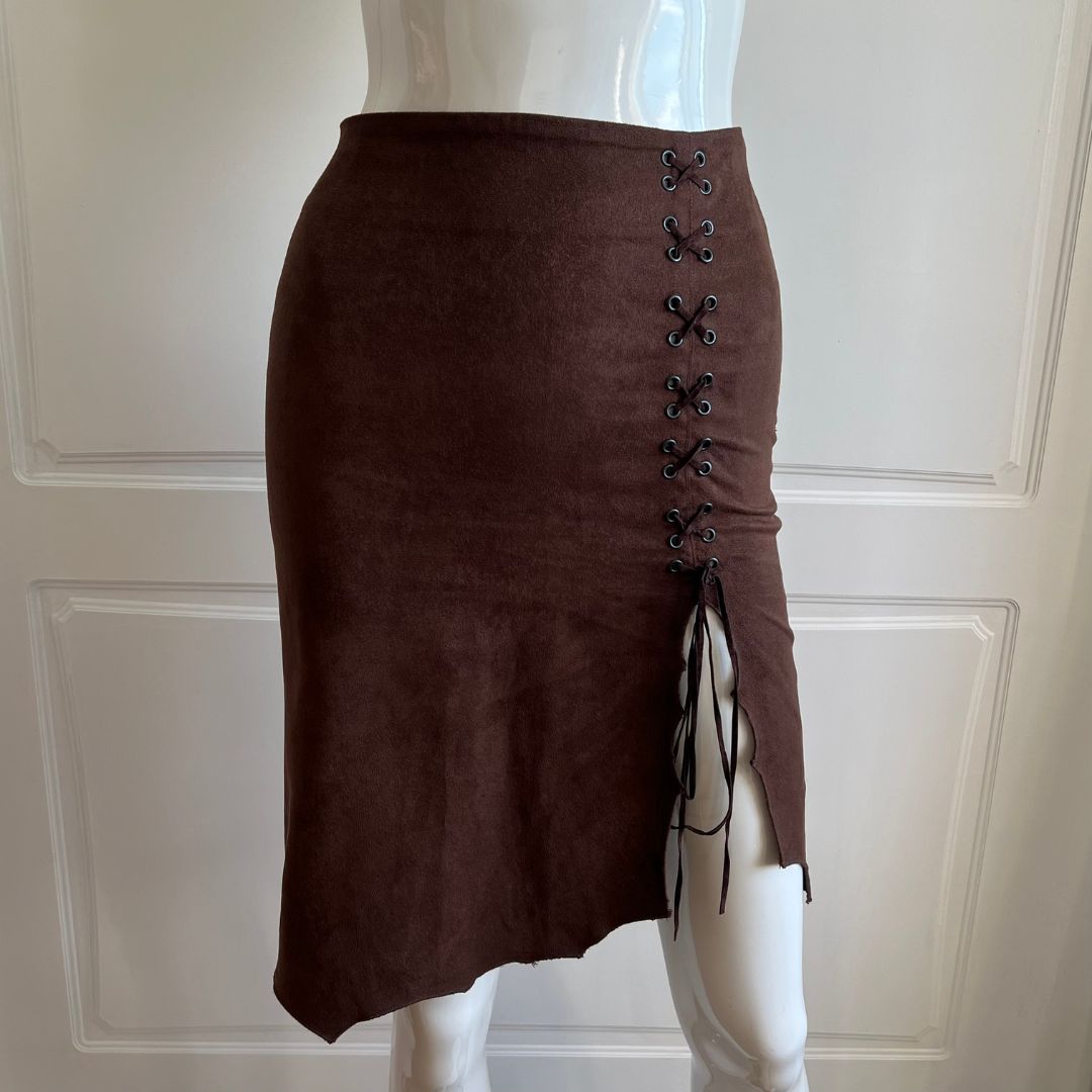 1990's Chocolate Brown Suedette Skirt