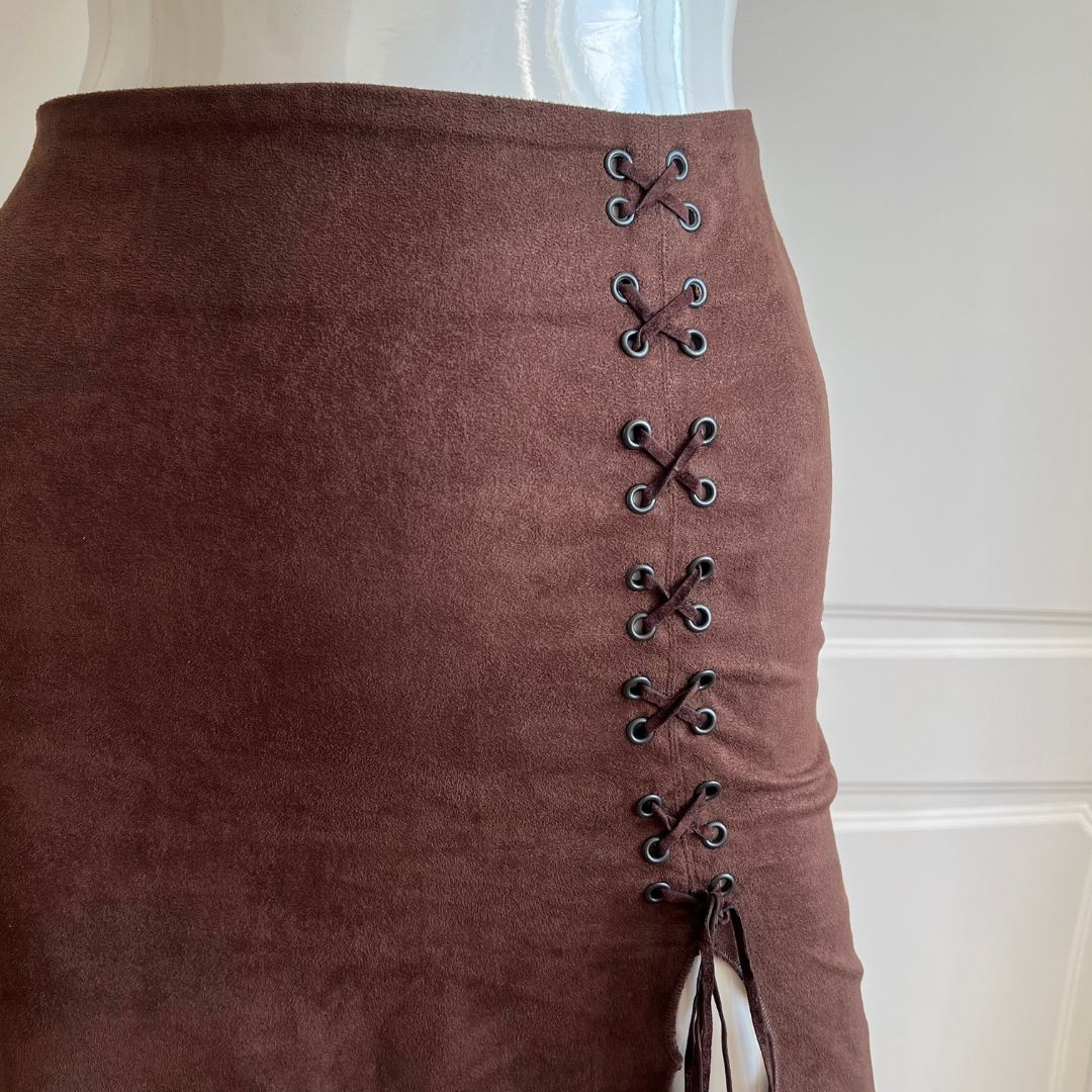 1990's Chocolate Brown Suedette Skirt