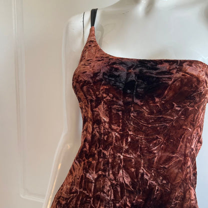 Chocolate Brown Crushed Velour Dress