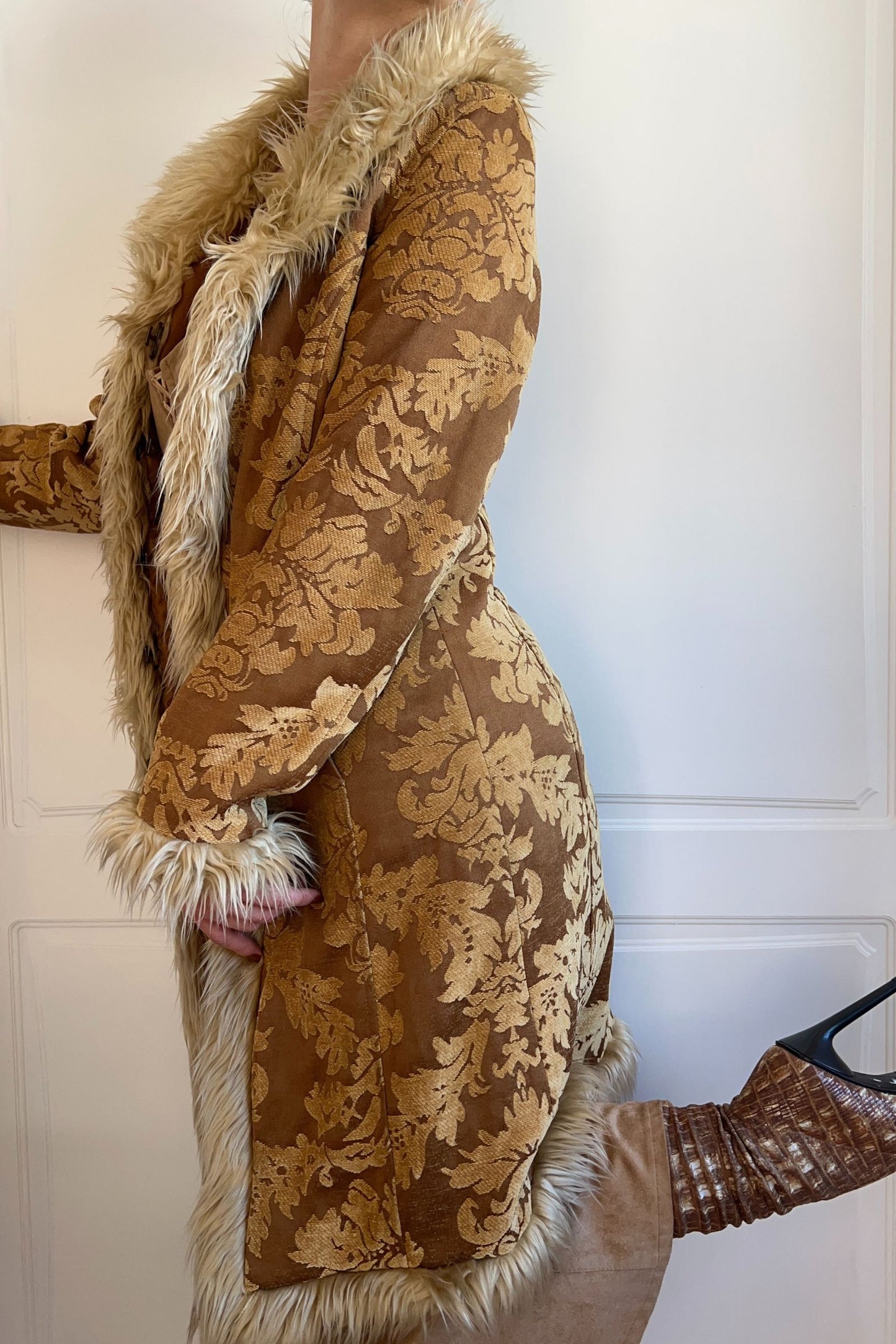 Vintage Caramel Brown Faux Fur Penny Lane Coat