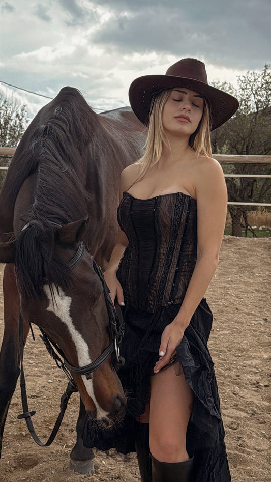 Vintage Dark Brown Corset Bodice