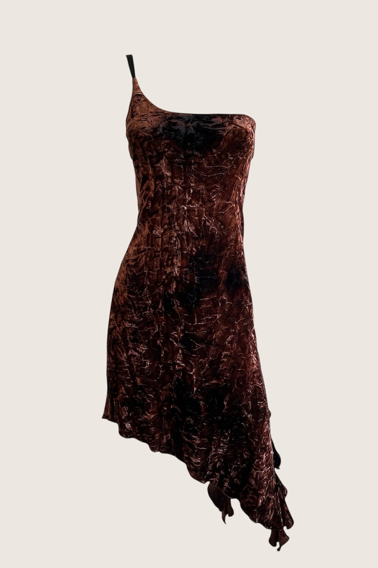 Chocolate Brown Crushed Velour Dress