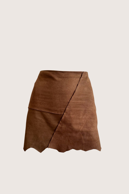 1990's Brown Patchwork Mini Skirt
