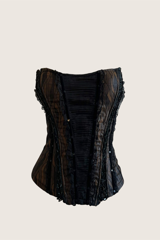 Vintage Dark Brown Corset Bodice