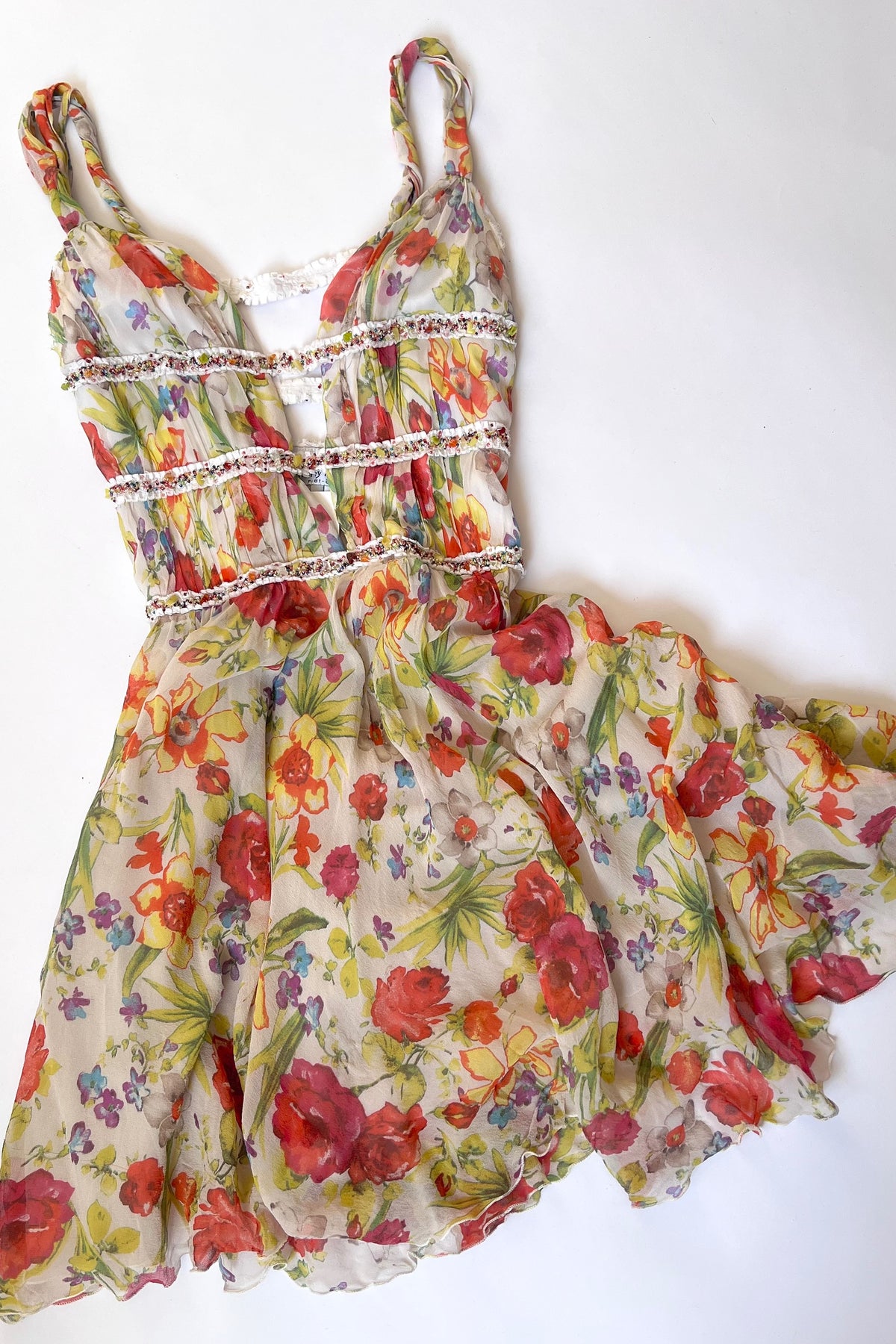 Vintage Silk Floral Mini Dress